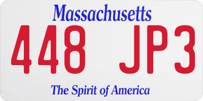 MA license plate 448JP3