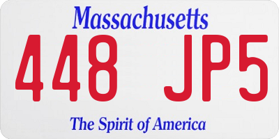 MA license plate 448JP5