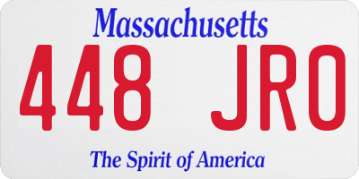 MA license plate 448JR0