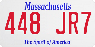 MA license plate 448JR7