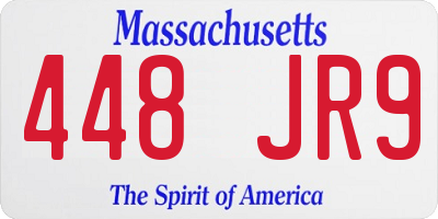 MA license plate 448JR9