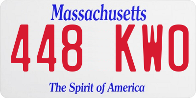 MA license plate 448KW0