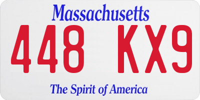 MA license plate 448KX9