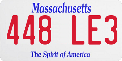 MA license plate 448LE3