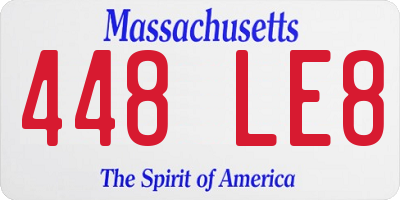 MA license plate 448LE8