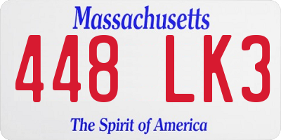 MA license plate 448LK3