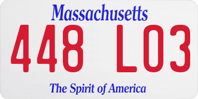 MA license plate 448LO3