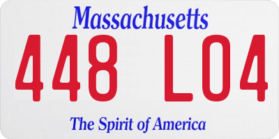 MA license plate 448LO4