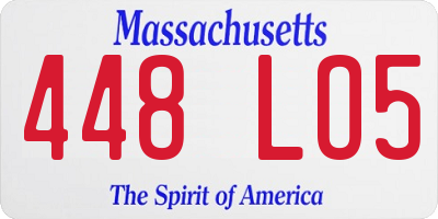 MA license plate 448LO5
