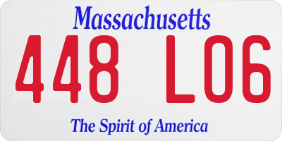 MA license plate 448LO6