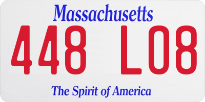 MA license plate 448LO8