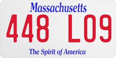 MA license plate 448LO9