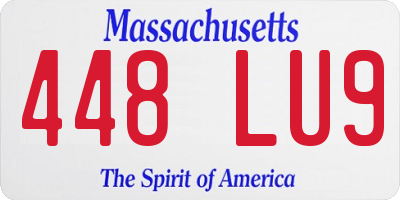 MA license plate 448LU9