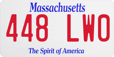 MA license plate 448LW0