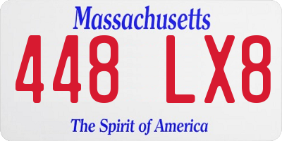 MA license plate 448LX8