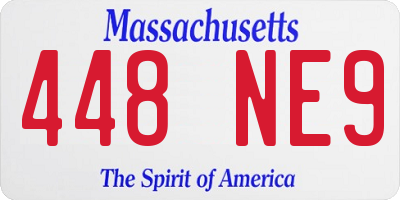 MA license plate 448NE9