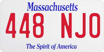 MA license plate 448NJ0