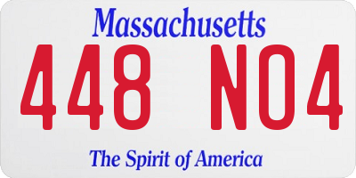 MA license plate 448NO4