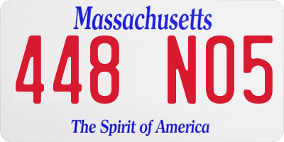 MA license plate 448NO5
