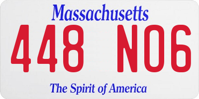 MA license plate 448NO6