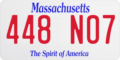 MA license plate 448NO7
