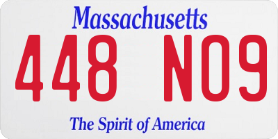 MA license plate 448NO9