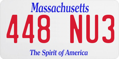 MA license plate 448NU3