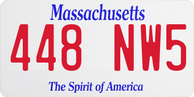 MA license plate 448NW5