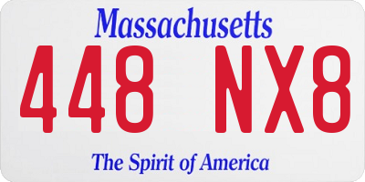 MA license plate 448NX8