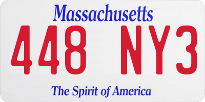 MA license plate 448NY3