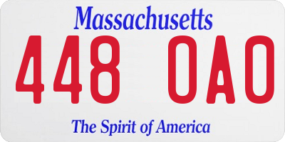 MA license plate 448OA0