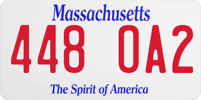 MA license plate 448OA2
