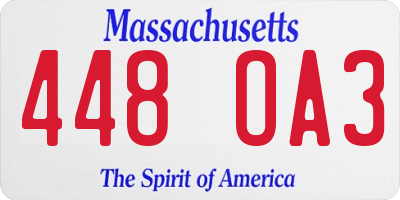 MA license plate 448OA3
