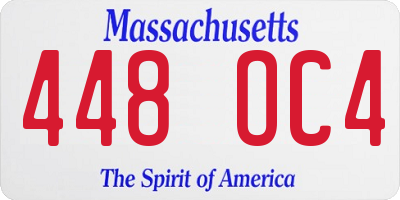 MA license plate 448OC4