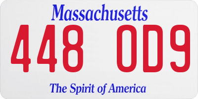 MA license plate 448OD9