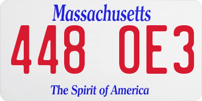 MA license plate 448OE3