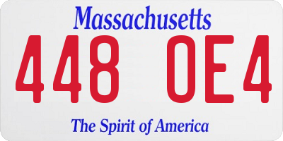 MA license plate 448OE4