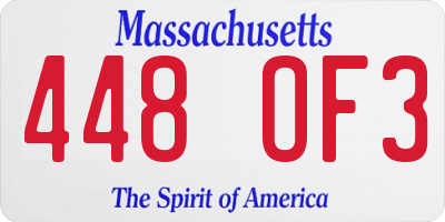 MA license plate 448OF3