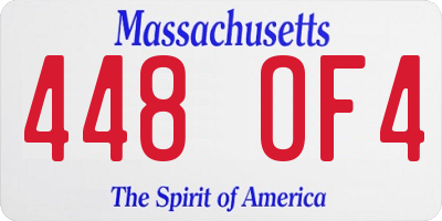 MA license plate 448OF4