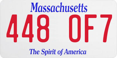 MA license plate 448OF7