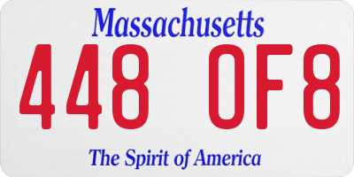 MA license plate 448OF8