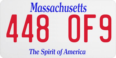MA license plate 448OF9
