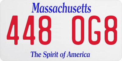 MA license plate 448OG8