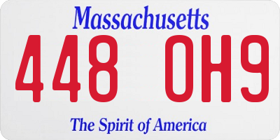 MA license plate 448OH9