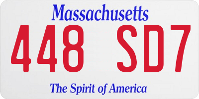 MA license plate 448SD7