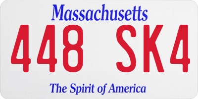 MA license plate 448SK4