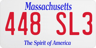 MA license plate 448SL3