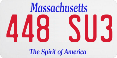MA license plate 448SU3