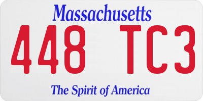 MA license plate 448TC3