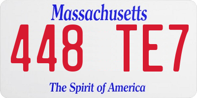 MA license plate 448TE7